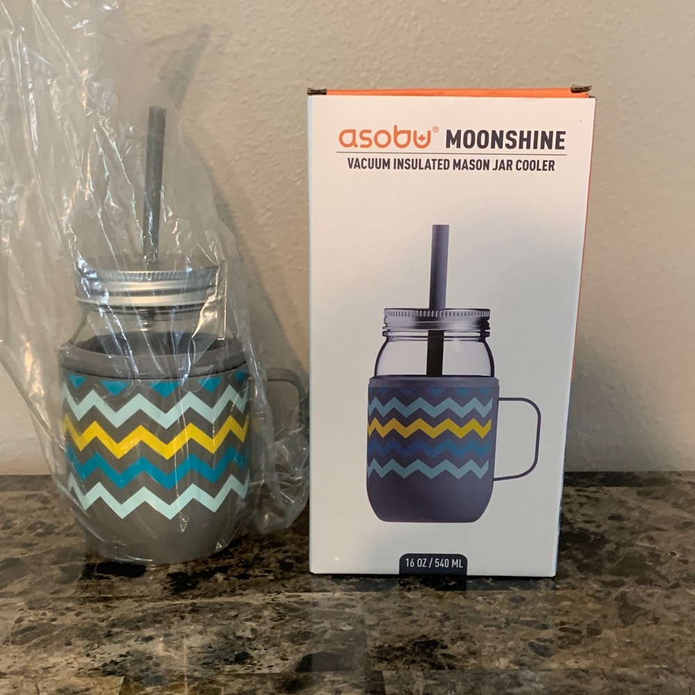 Asobu Moonshine Mason Jar Cooler with Straw